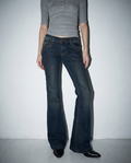 Low Rise Flare Jeans with Eyelet Detail