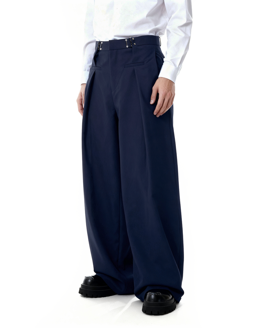 Adjustable Waist Hook Pleated Pants