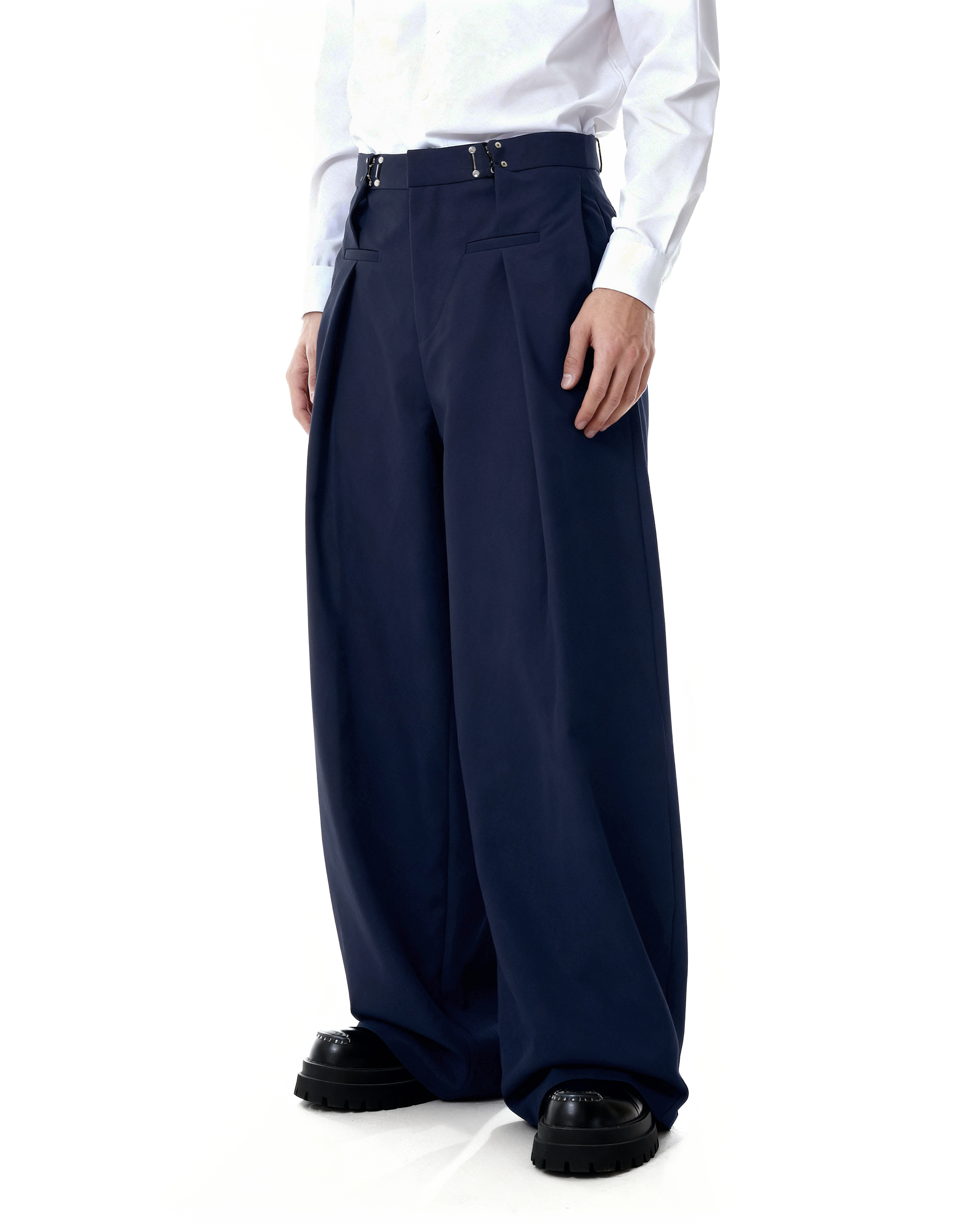 Adjustable Waist Hook Pleated Pants