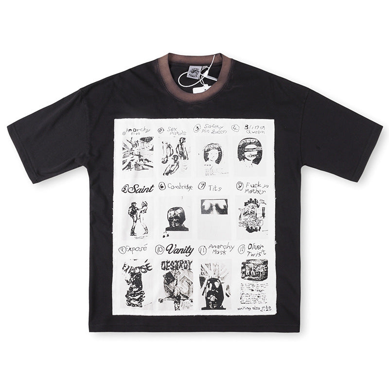 SAINT VANITY Multi-Panel Collage Graphic Short-Sleeve T-Shirt - Black