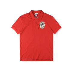 SAINT VANITY Embroidered Patch Short-Sleeve Polo Shirt - Red