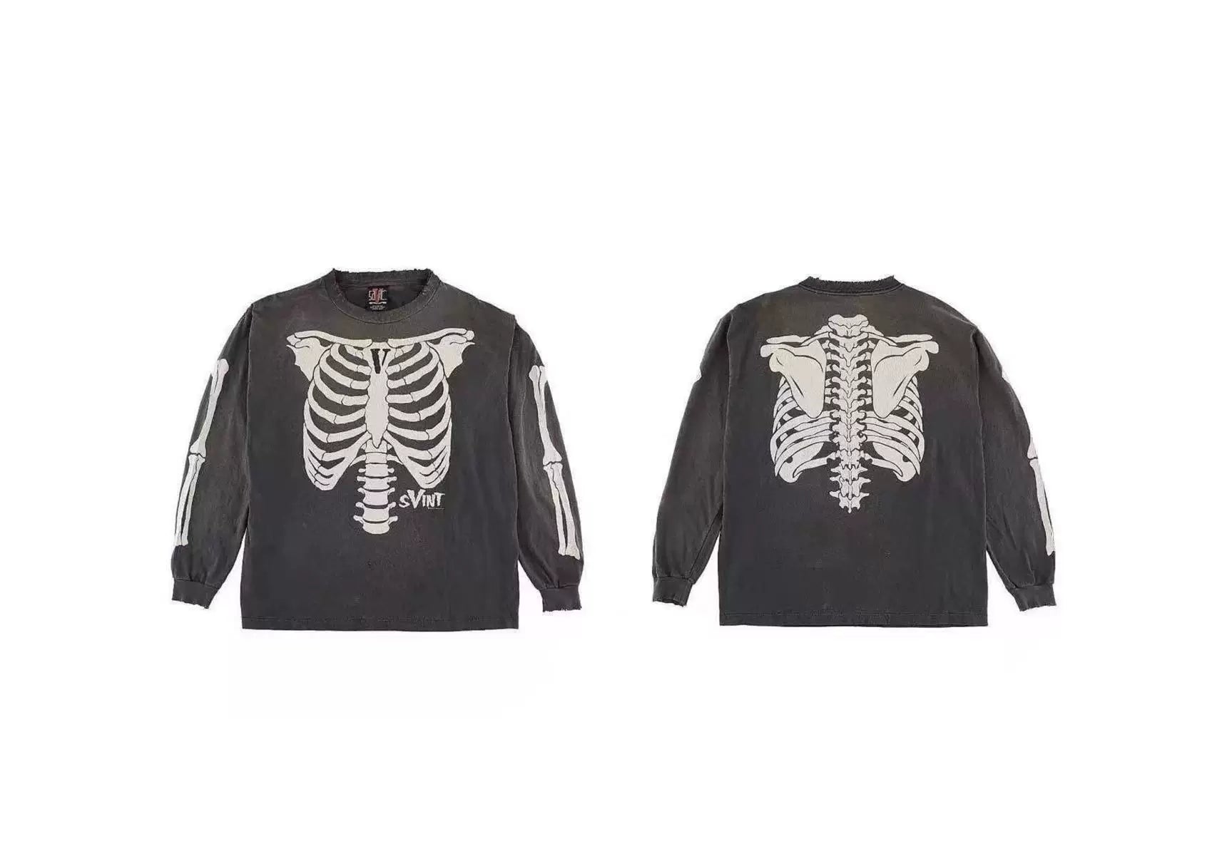 Saint Michael Skeleton Ribcage Anatomy Long Sleeve - Black