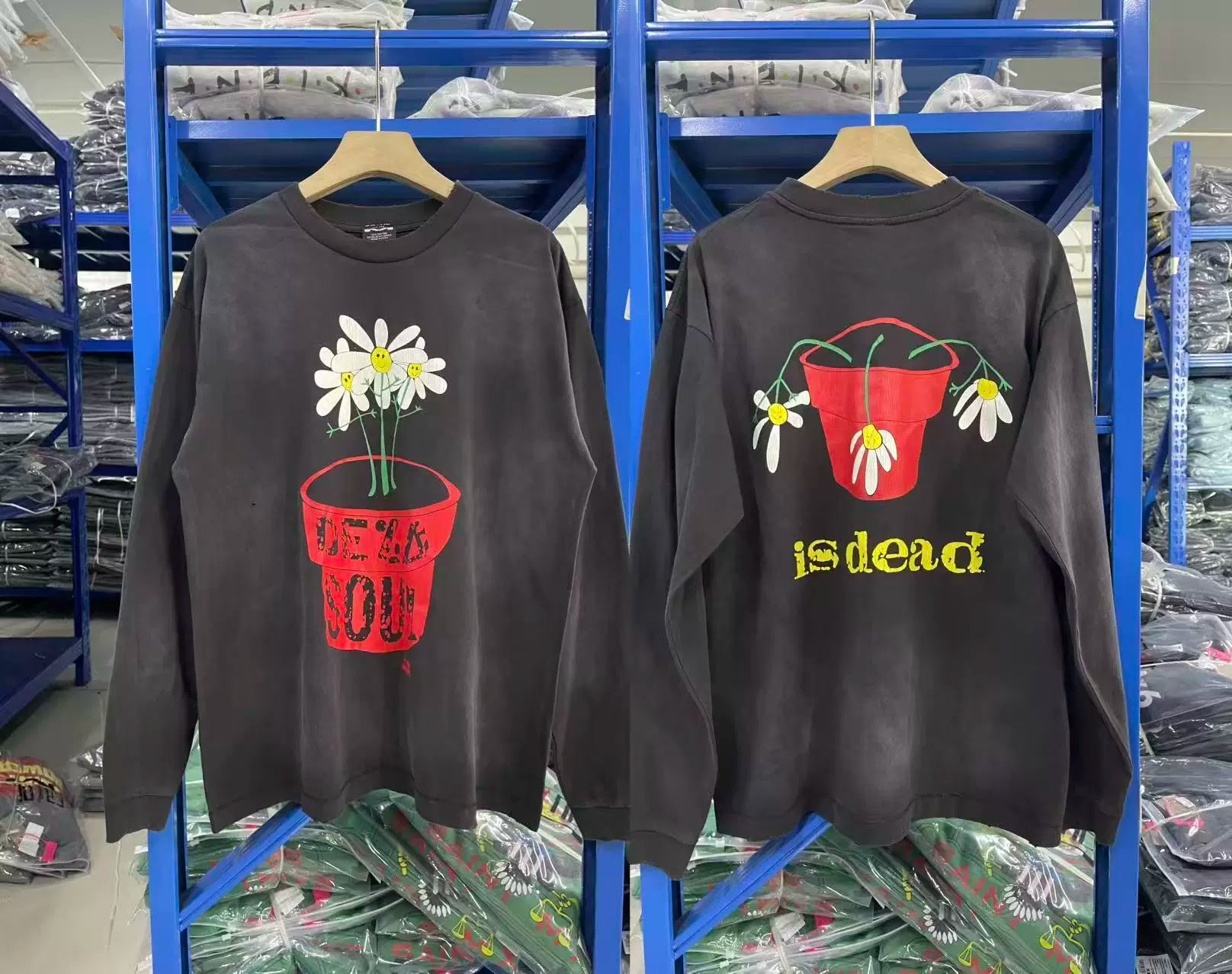 Saint Michael "DEAD SOUL" Flowerpot Long Sleeve - Black