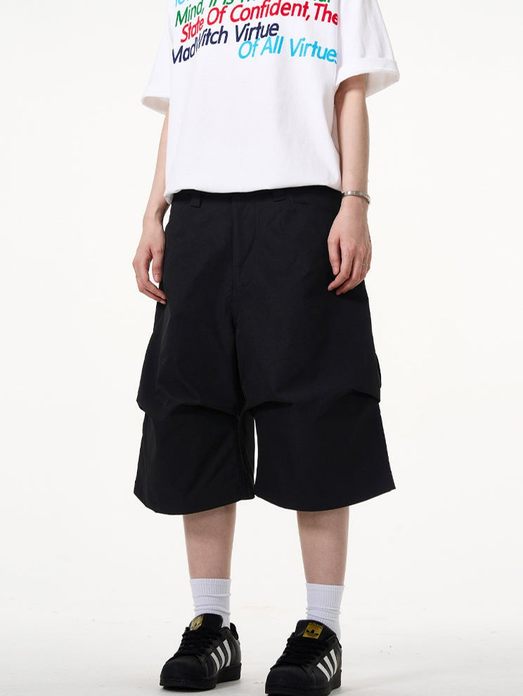 Wide-Leg Utility Knee-Length Capri Shorts