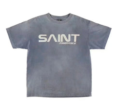 Saint Michael "SAINT POWERFORCE" Vintage T-Shirt - Grey-Blue