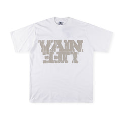 SAINT VANITY Distressed Block Logo Short-Sleeve Graphic T-Shirt - White