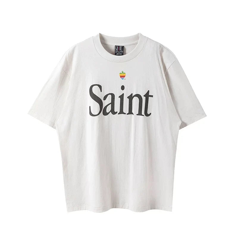 Saint Michael "Saint" Logo & Apple Vintage T-Shirt - Off-White