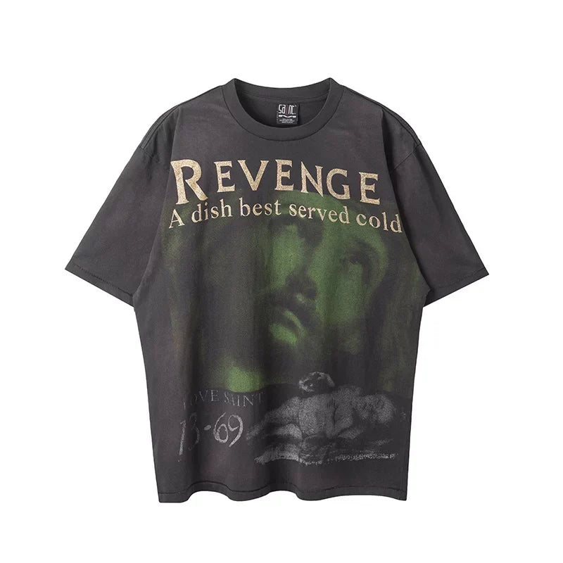 Saint Michael "REVENGE" Portrait Vintage T-Shirt - Black