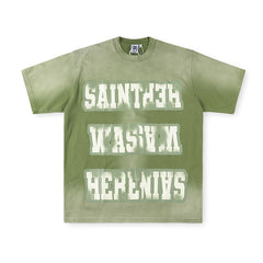 SAINT VANITY Multi-Box Graphic Short-Sleeve T-Shirt - Olive Green / Vintage Wash
