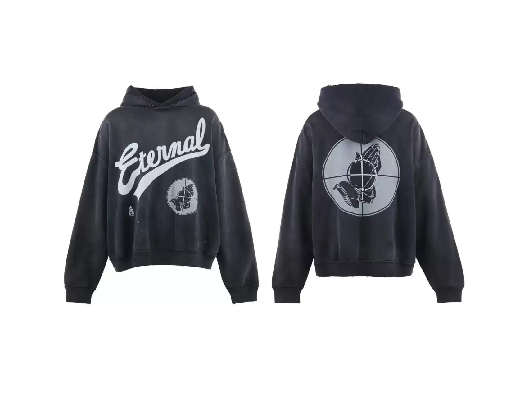 Saint Michael "Eternal" & Praying Hands Hoodie - Black