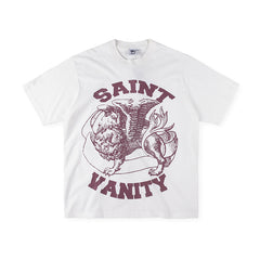SAINT VANITY Winged Creature Graphic Short-Sleeve T-Shirt - White / Maroon