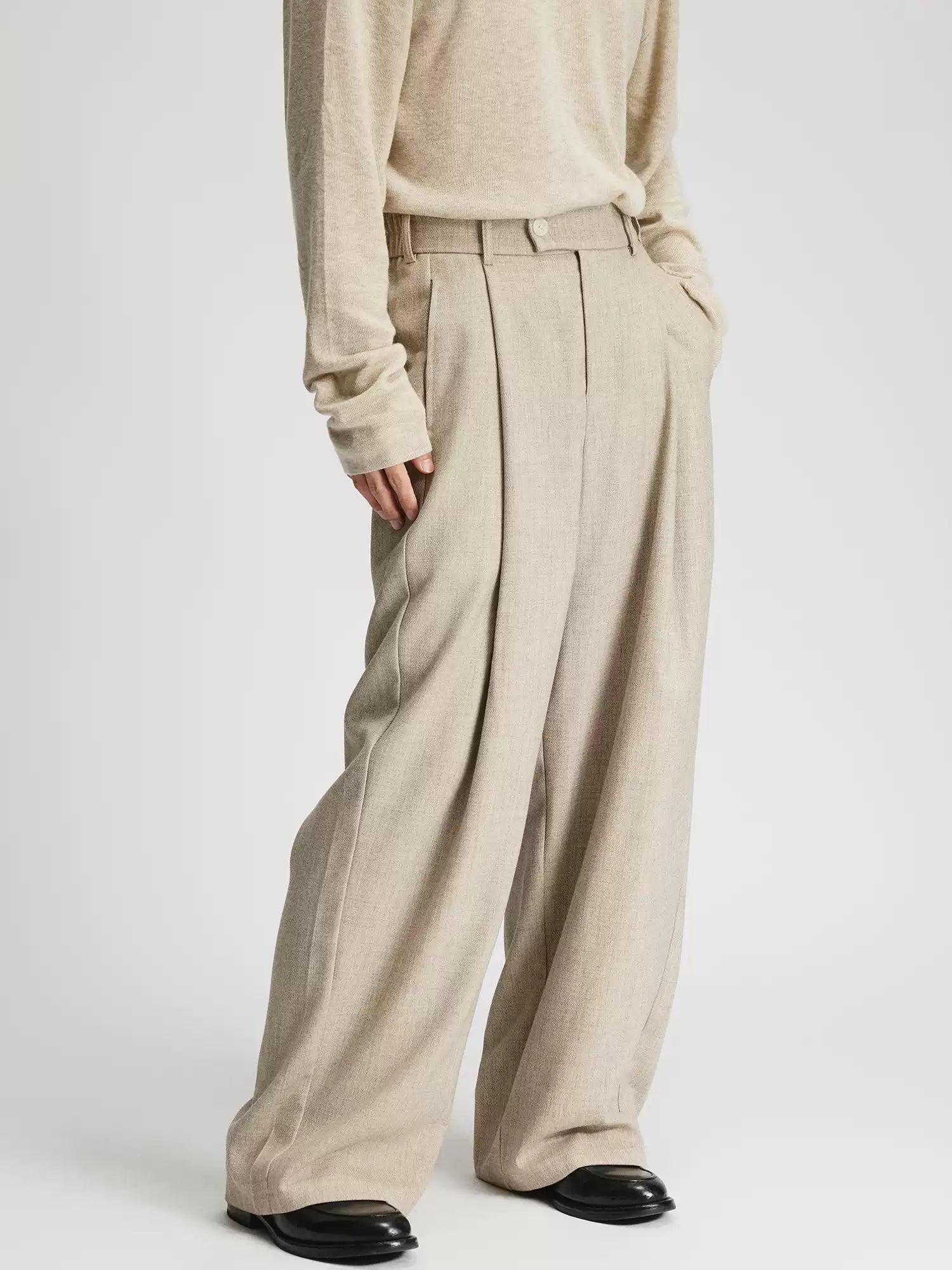 High-Waist Pleated Wide Leg Pants