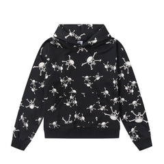 Saint Michael All-Over Skull Print Hoodie - Black