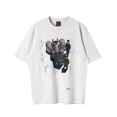 Saint Michael Sci-Fi Mech & Character Art Vintage T-Shirt - Off-White