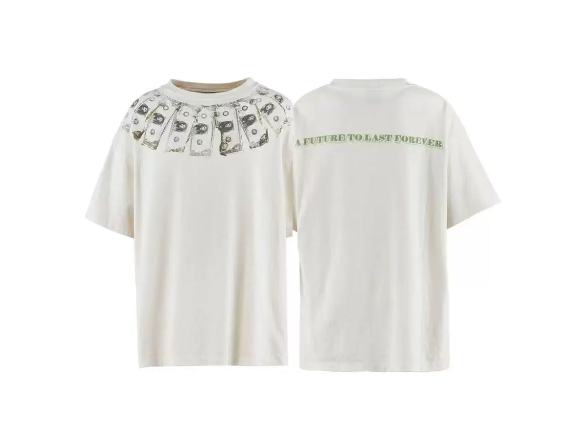 Saint Michael Dollar Bill Collar & Text Vintage T-Shirt - Off-White