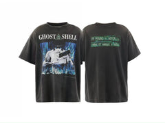 Saint Michael x Ghost in the Shell Anime Collaboration Vintage T-Shirt - Black