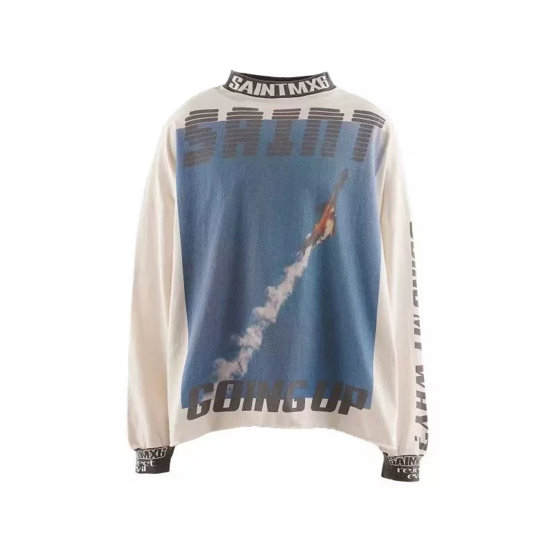 Saint Michael Rocket Launch & "GOING UP" Long Sleeve - Off-White