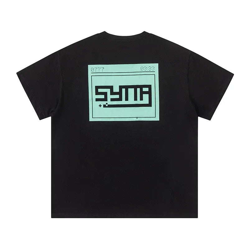 Syna World Pixel Tech Box Logo Oversized Tee (Black / Mint Green)