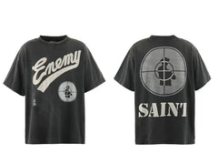 Saint Michael "Enemy" & Target Graphic Vintage T-Shirt - Black