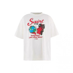 Saint Michael "Saint FTW" Devil & Earth Graphic Vintage  T-Shirt - Off-White