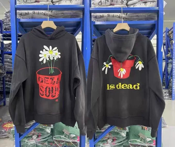 Saint Michael "DEAD SOUL" Flowerpot Hoodie - Black