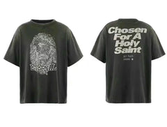 Saint Michael "ETERNAL" Portrait & Text Vintage T-Shirt - Black