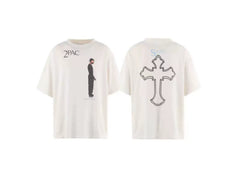 Saint Michael x 2PAC Portrait & Cross Graphic Vintage T-Shirt - Off-White