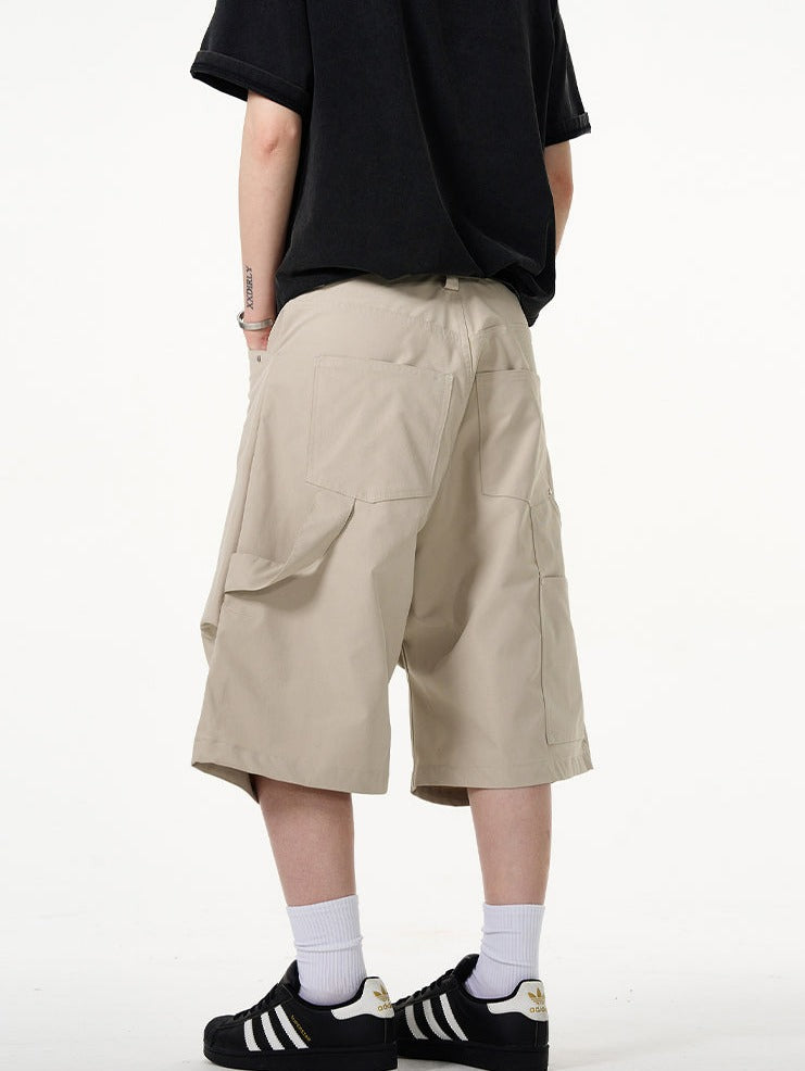 Wide-Leg Utility Knee-Length Capri Shorts