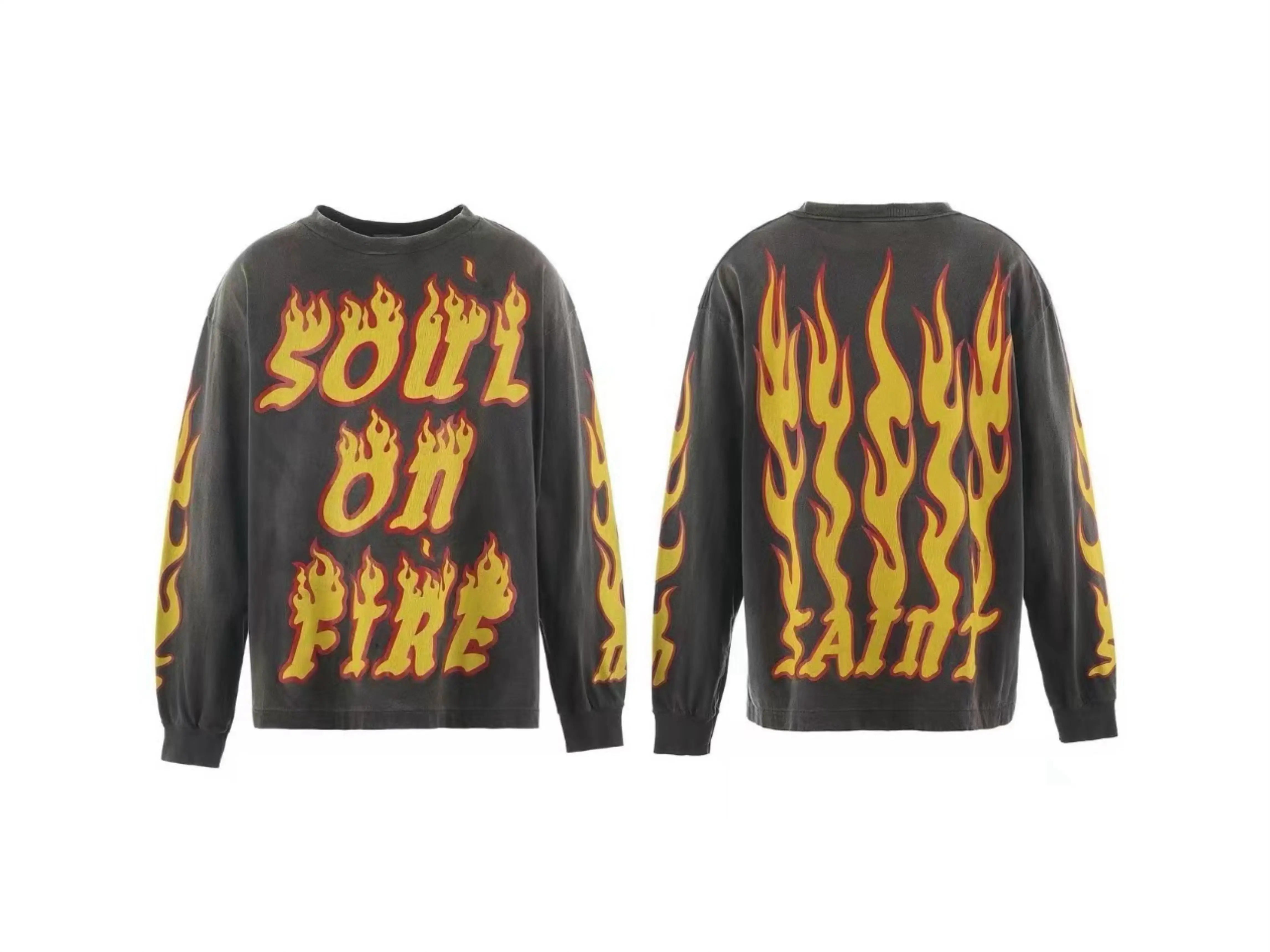Saint Michael "SOUL ON FIRE" Flame Long Sleeve - Black