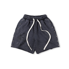 SAINT VANITY Vintage Graphic Casual Shorts - Charcoal / Vintage Wash
