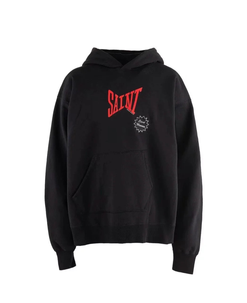 Saint Michael Red Script "SAINT" Hoodie - Black
