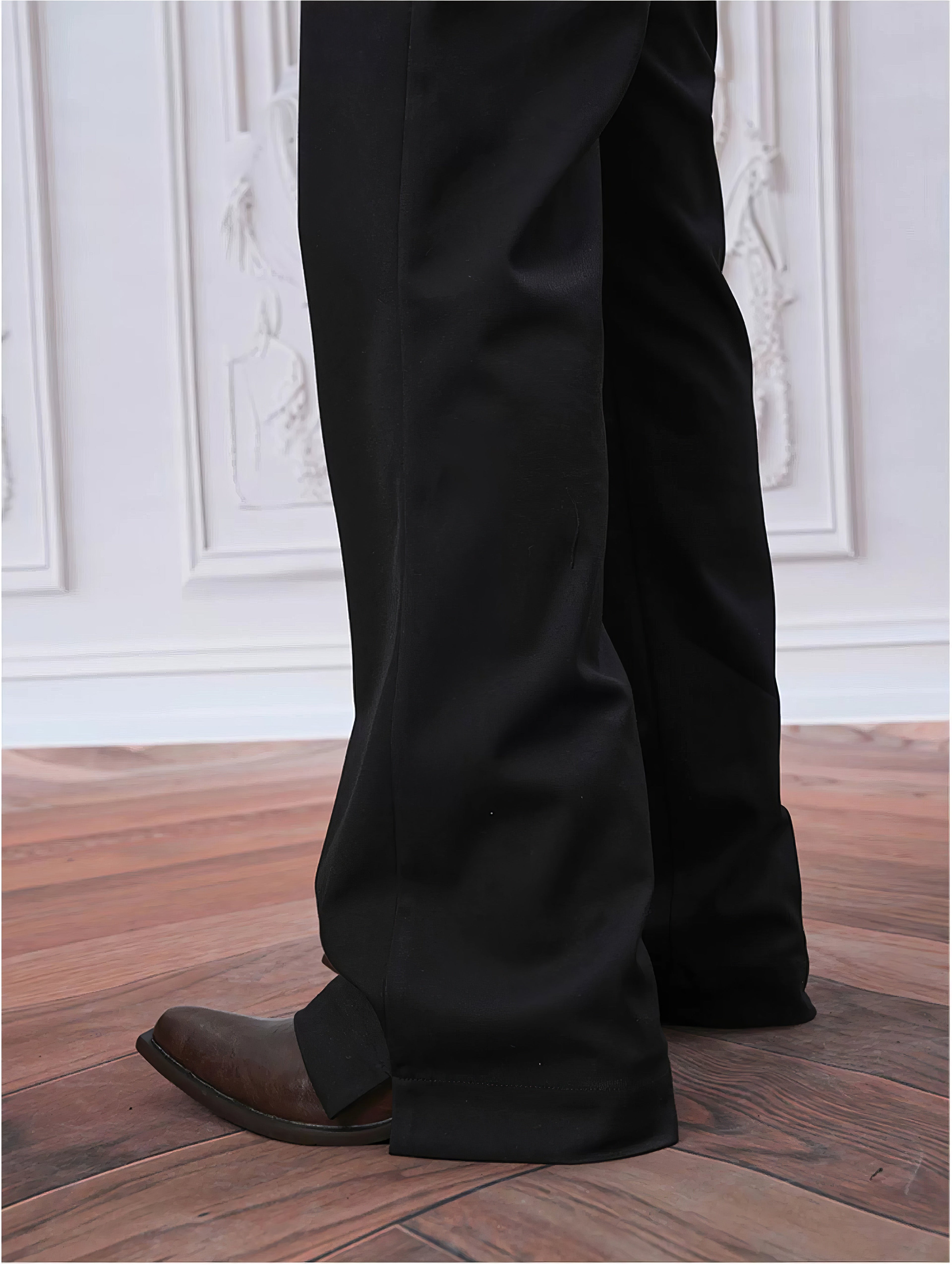 Tailored Straight Leg Semi-Flare Suit Trousers