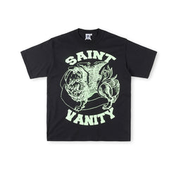 SAINT VANITY Winged Creature Graphic Short-Sleeve T-Shirt - Black / Light Green