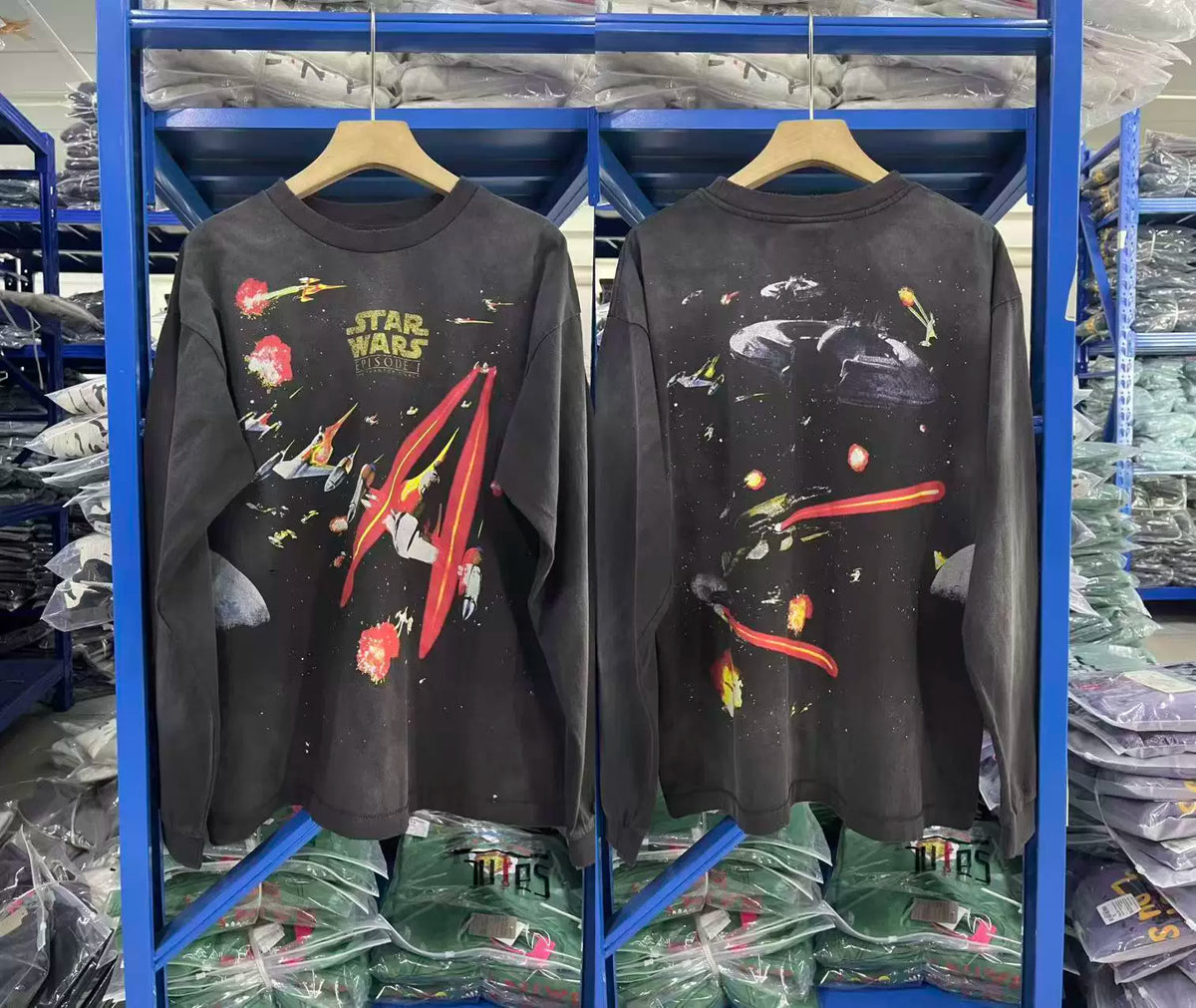 Saint Michael Star Wars Graphic Long Sleeve - Black