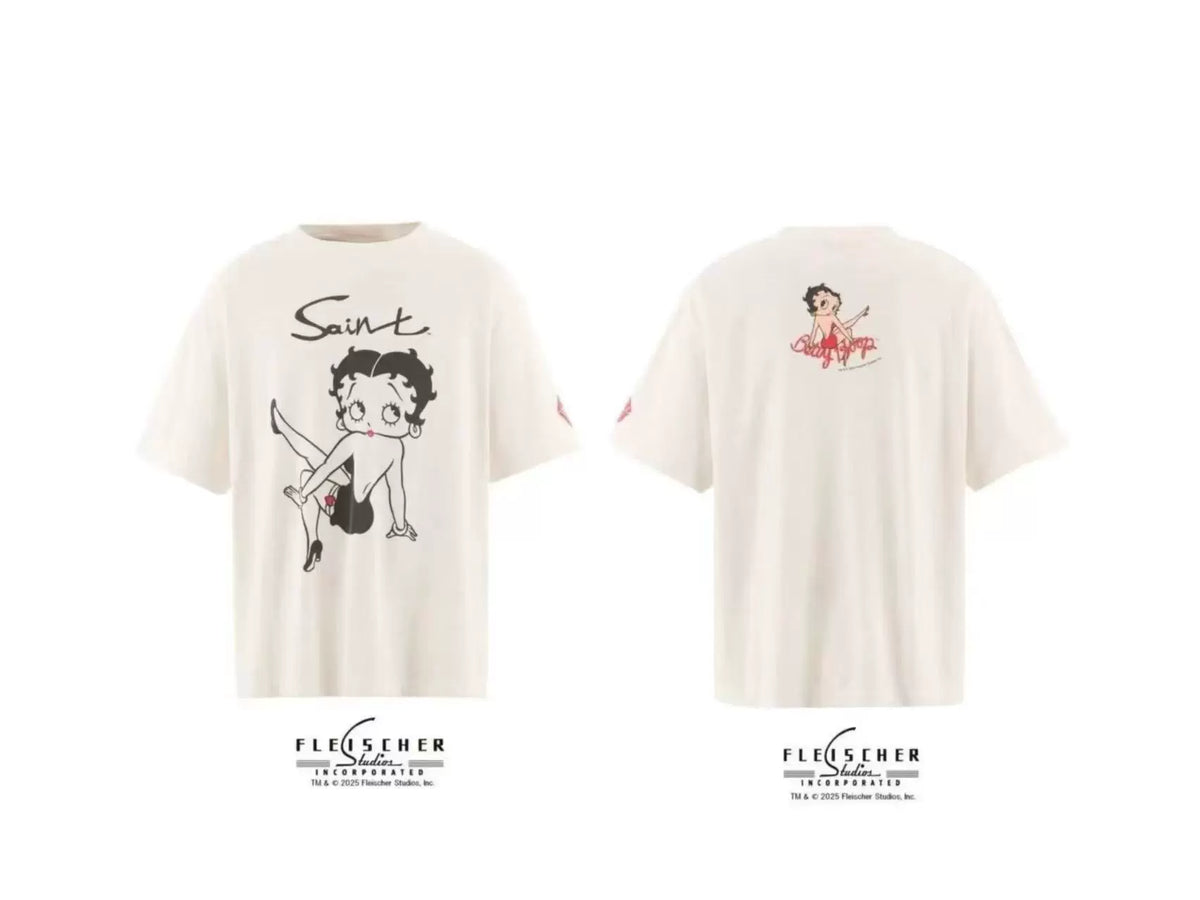 Saint Michael x Betty Boop Graphic Vintage   T-Shirt - Off-White