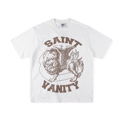 SAINT VANITY Winged Creature Graphic Short-Sleeve T-Shirt - White / Brown