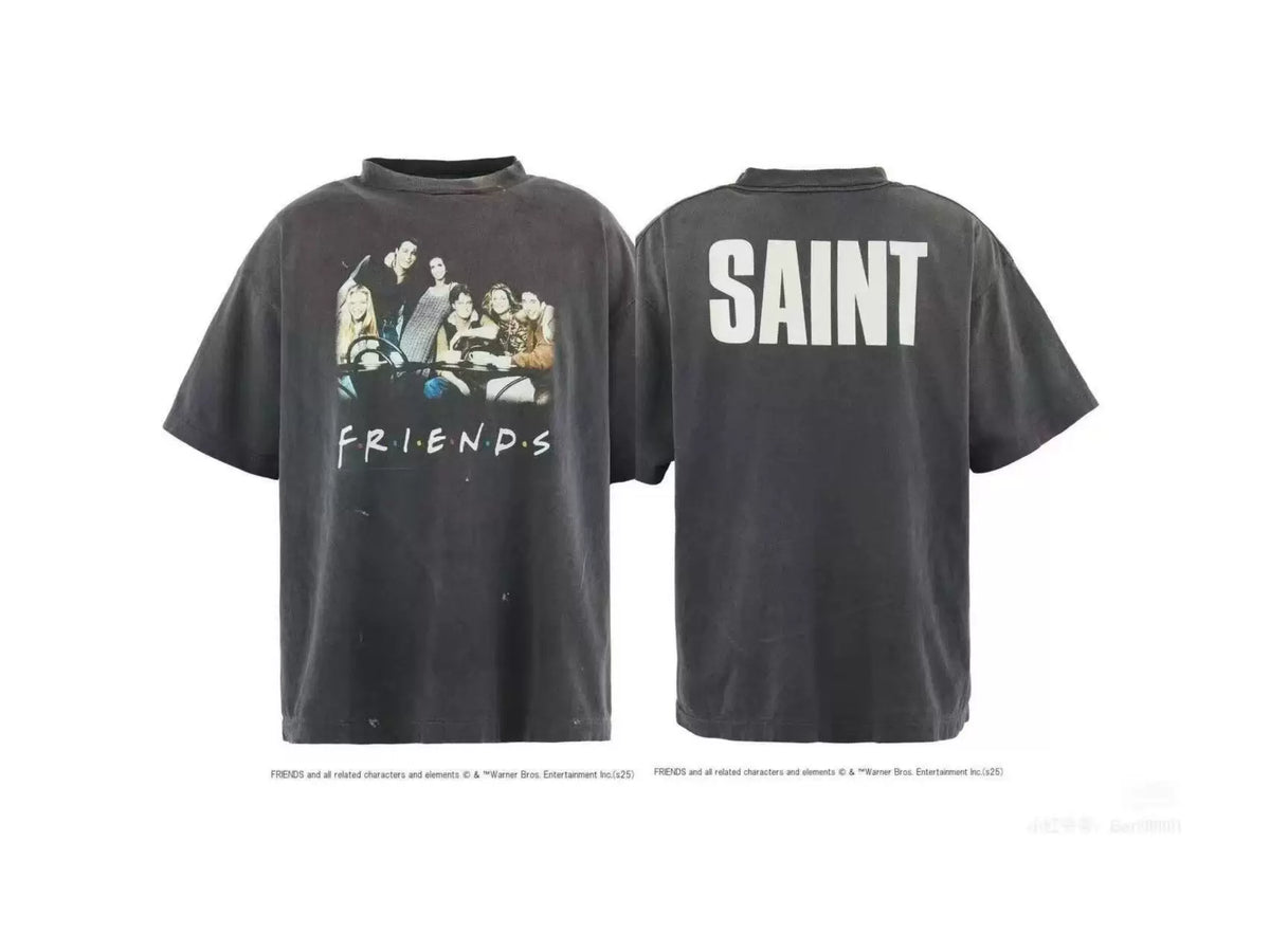 Saint Michael x Friends TV Show Collaboration Vintage T-Shirt - Black