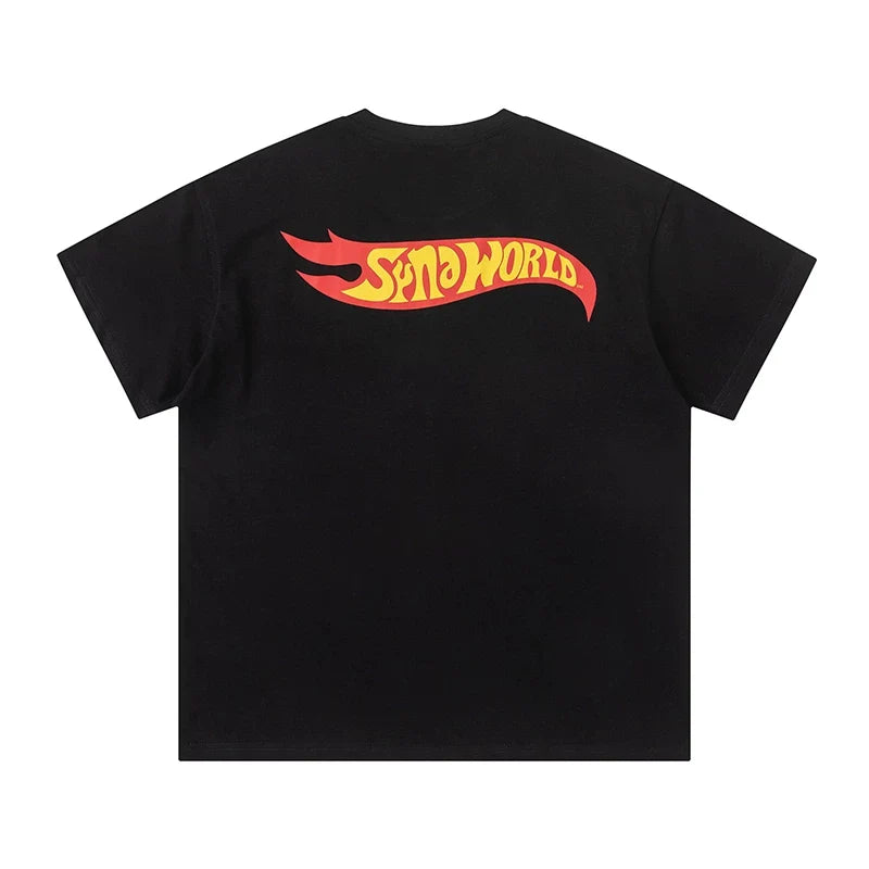 Syna World Hot Wheels Flame Graphic Oversized Tee (Black / Red / Yellow)