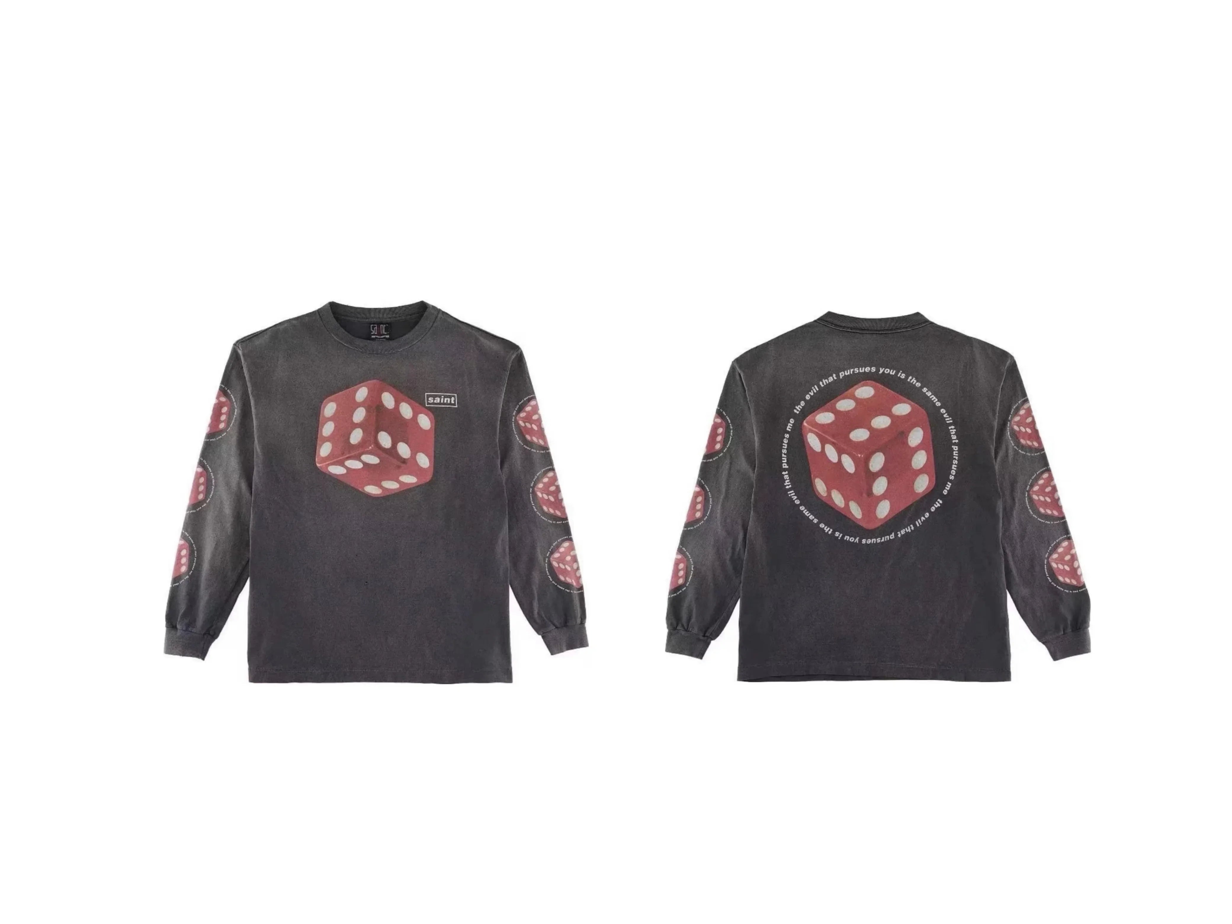 Saint Michael Red Dice Graphic Long Sleeve - Black