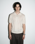 Open Rib Knit Stripe Polo Shirt