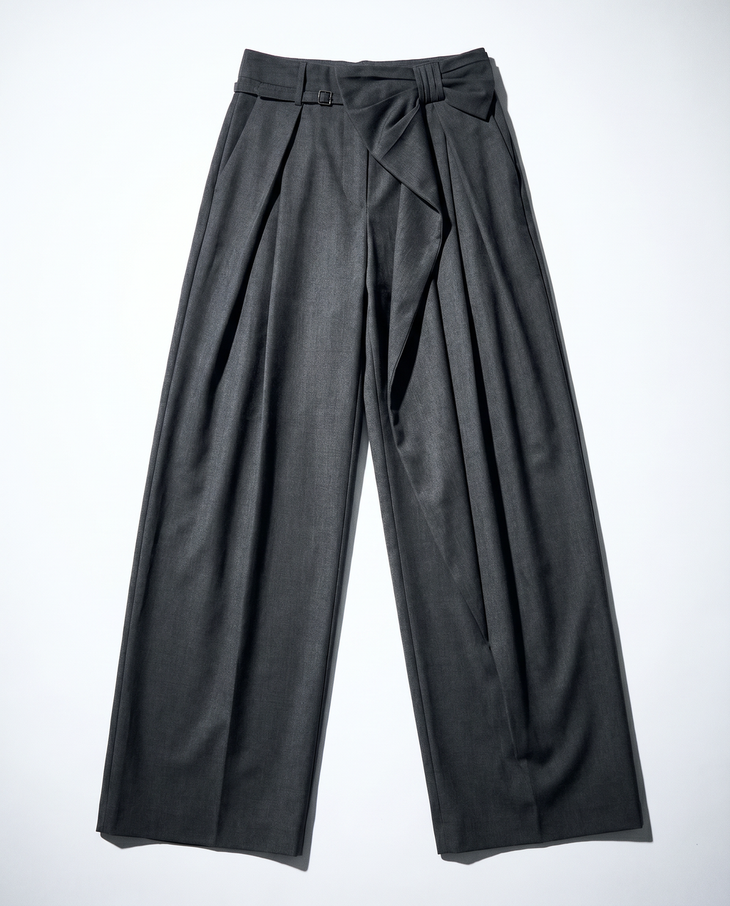 Pleated Bow Detail Wide Leg Trousers