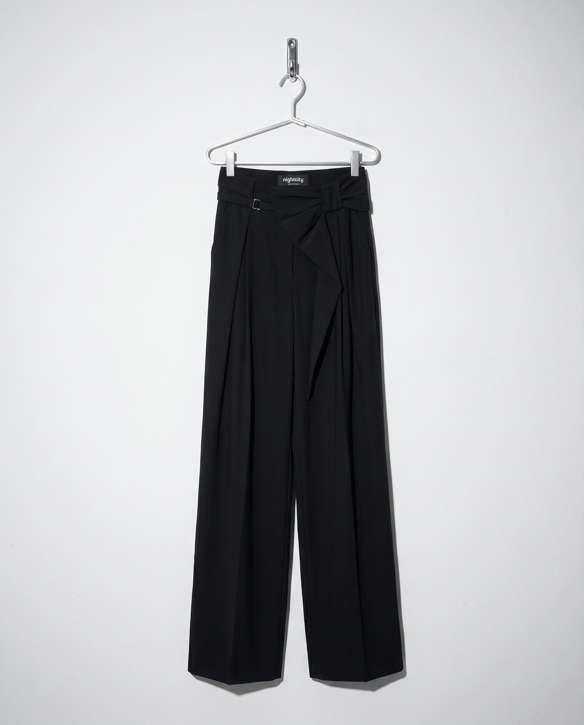 Pleated Bow Detail Wide Leg Trousers