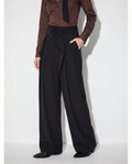 Pleated Bow Detail Wide Leg Trousers