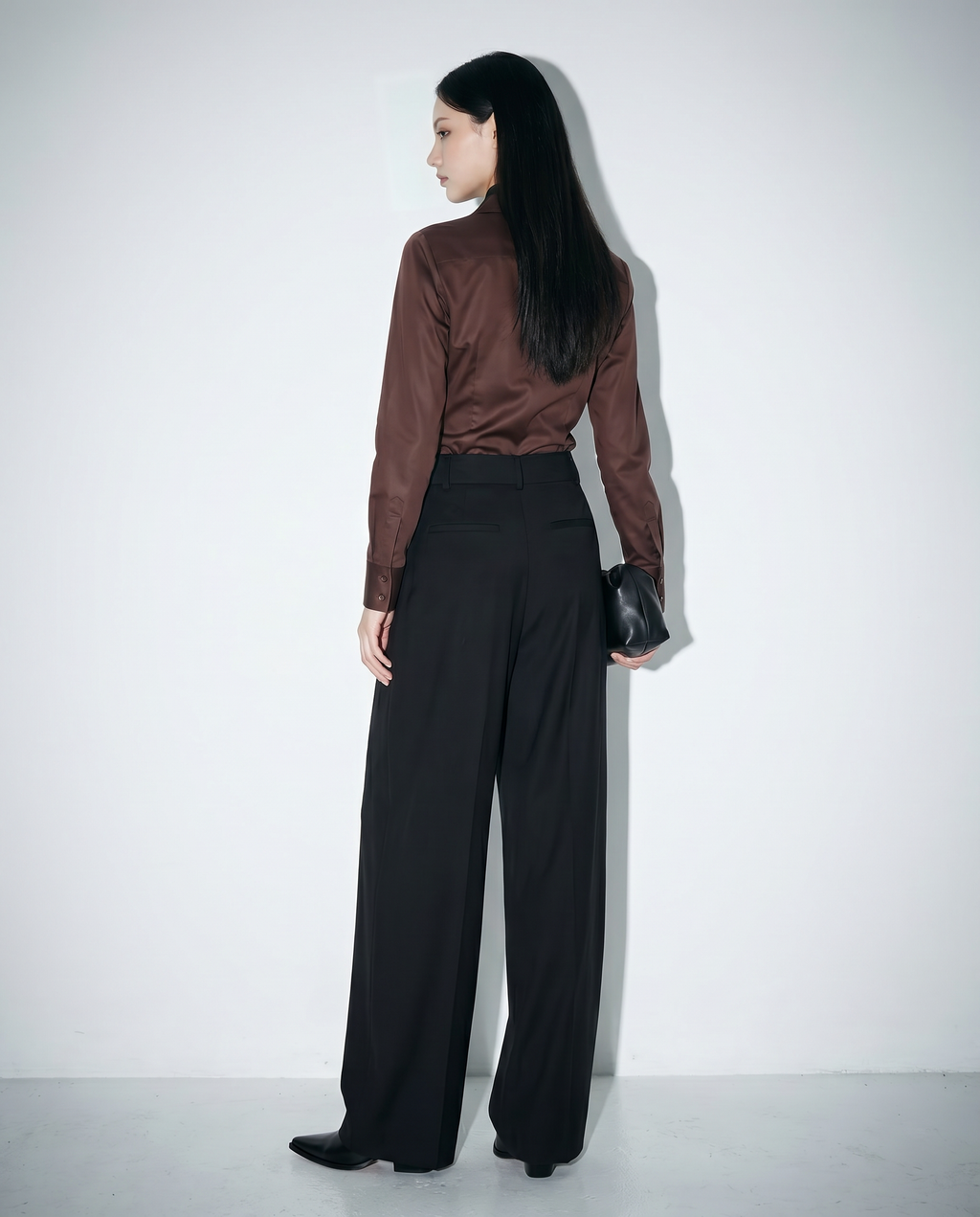 Pleated Bow Detail Wide Leg Trousers