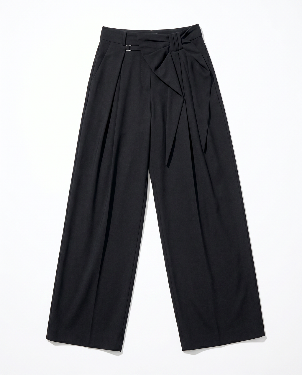 Pleated Bow Detail Wide Leg Trousers
