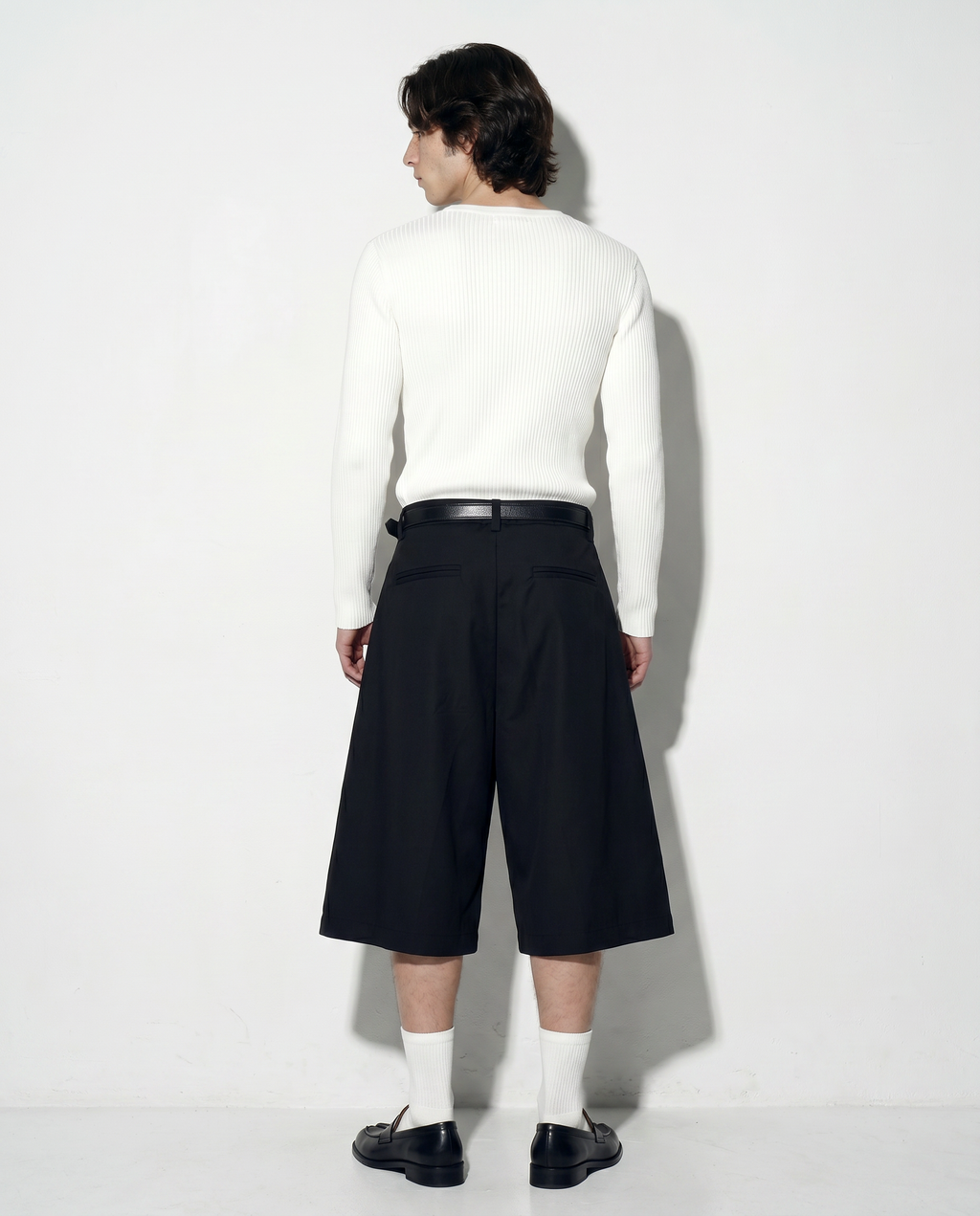 Pleated Rivetted Bermuda Shorts