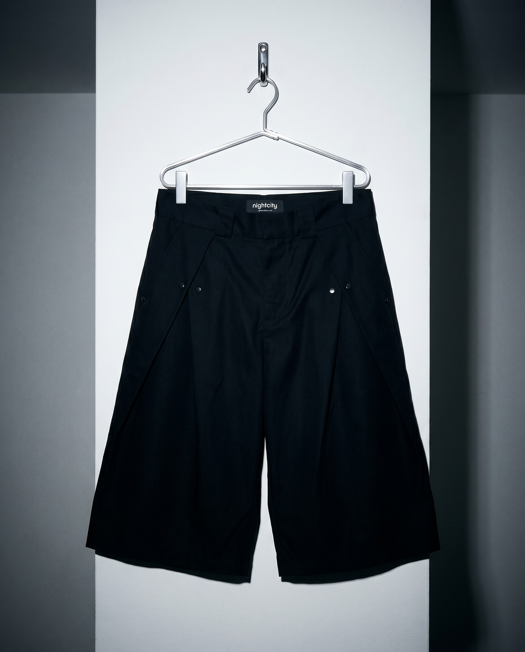 Pleated Rivetted Bermuda Shorts