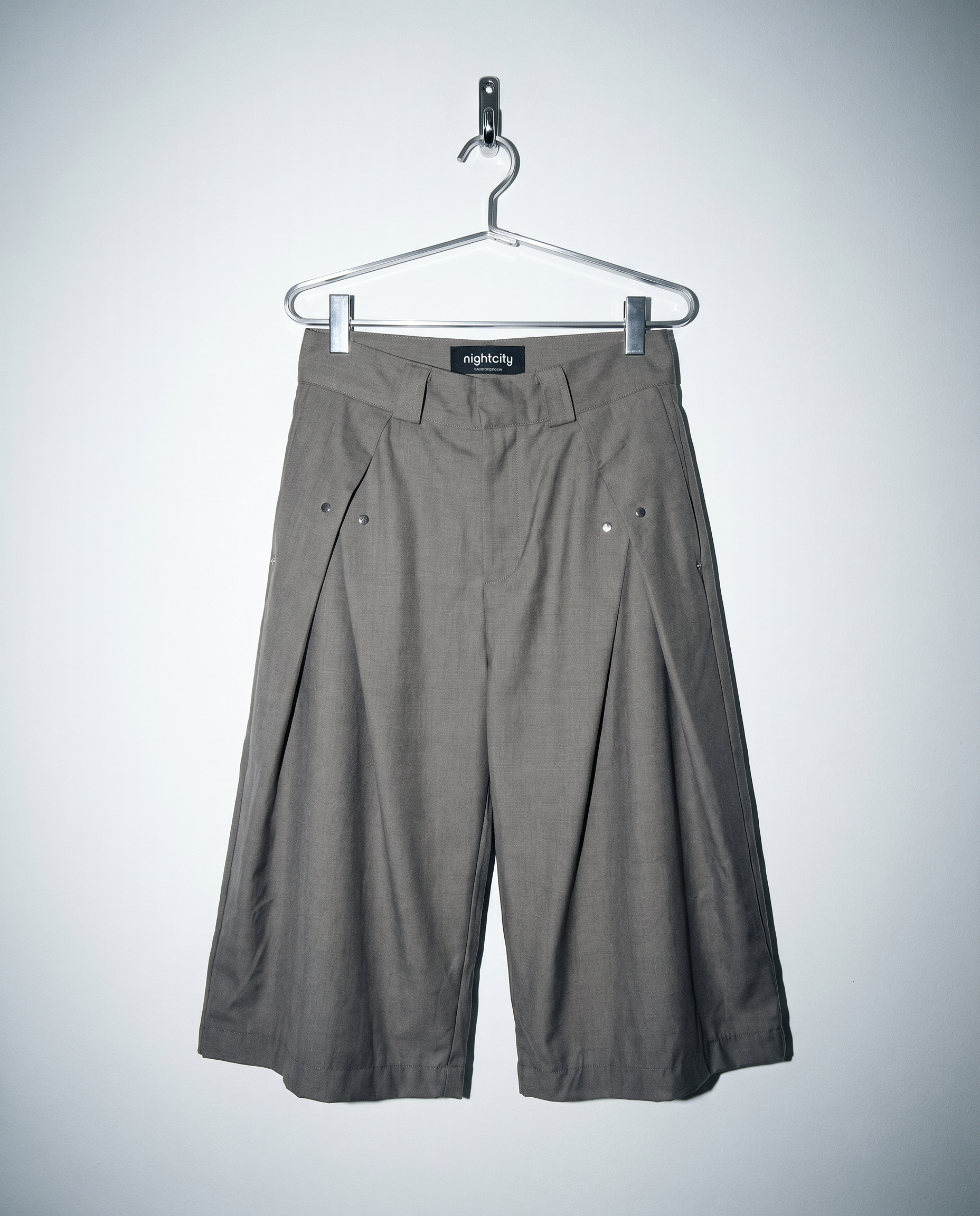 Pleated Rivetted Bermuda Shorts