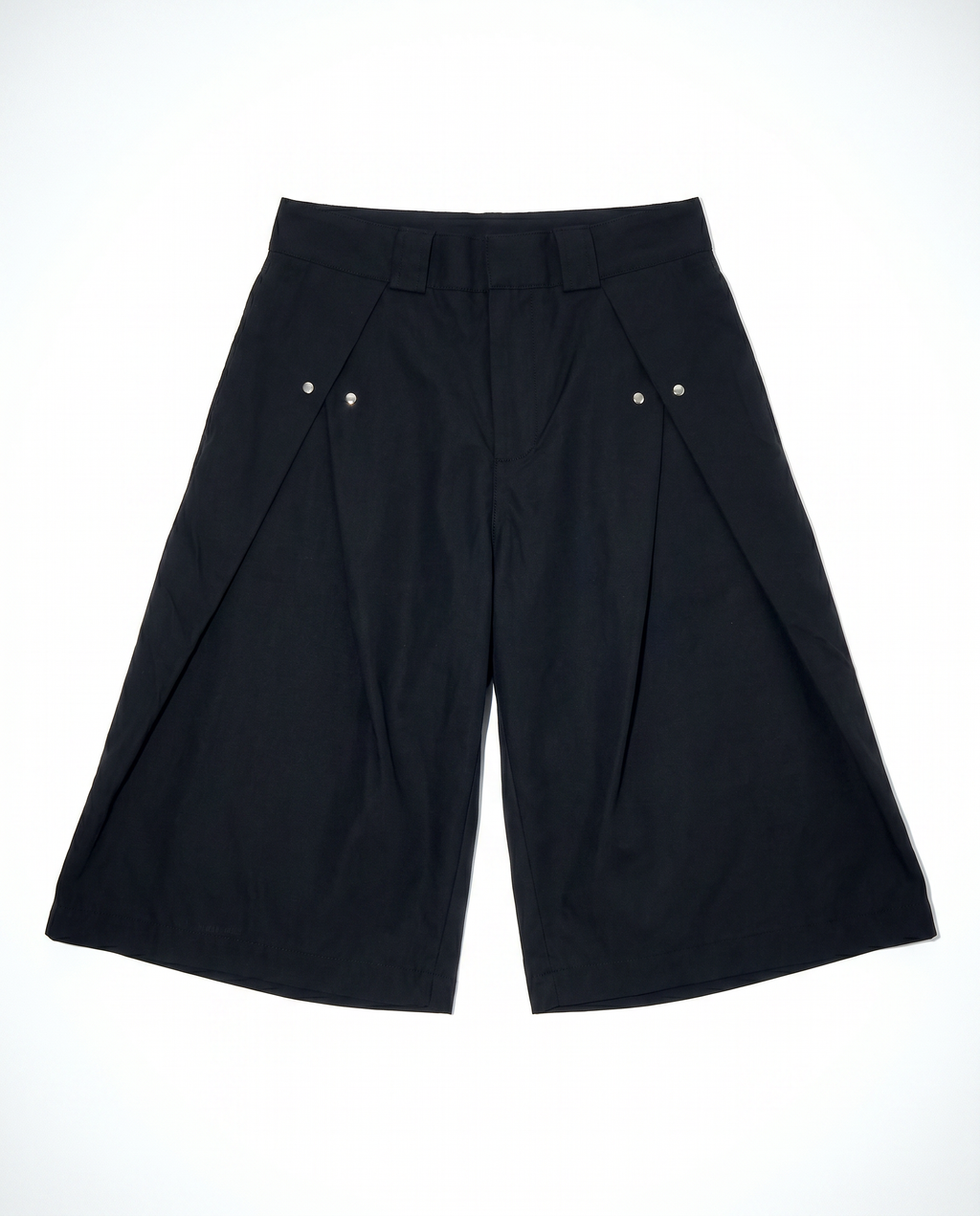 Pleated Rivetted Bermuda Shorts