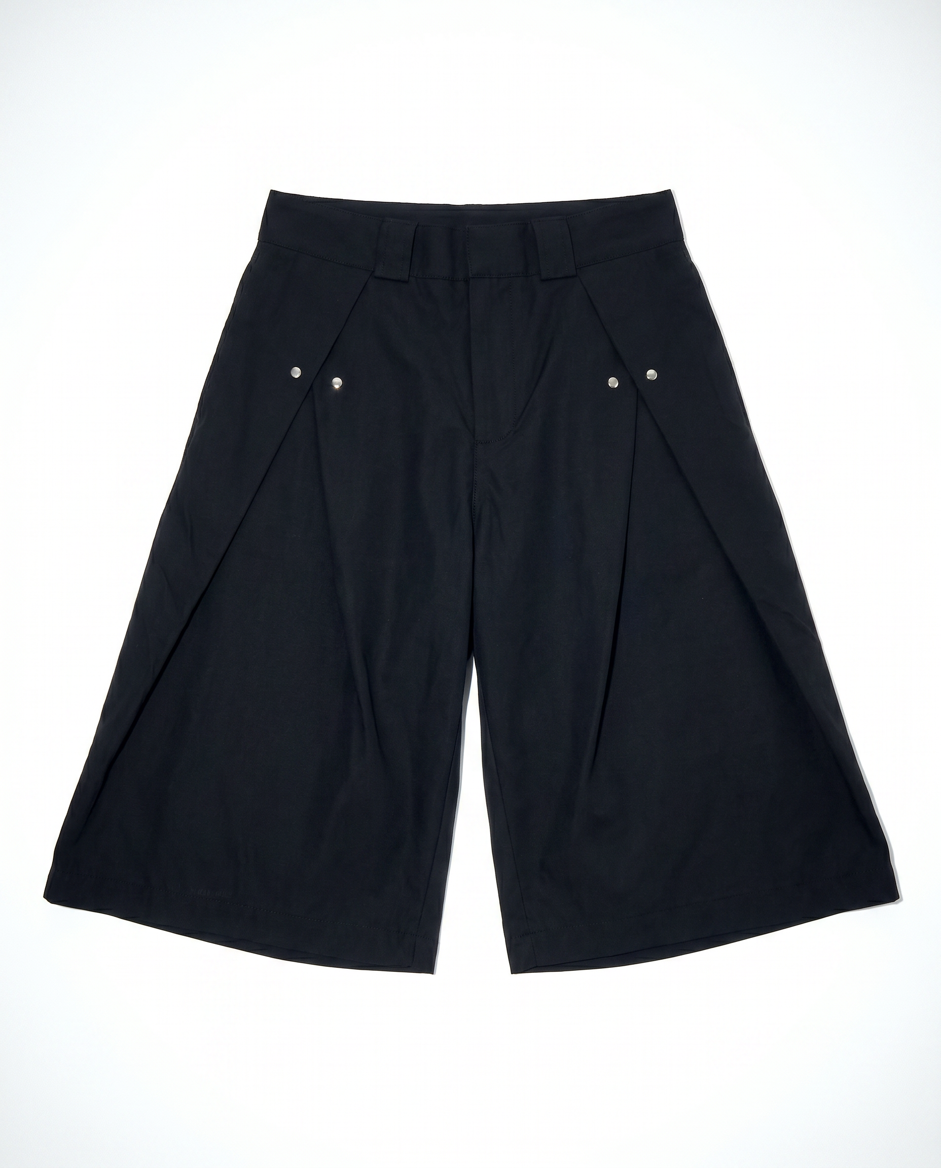 Pleated Rivetted Bermuda Shorts